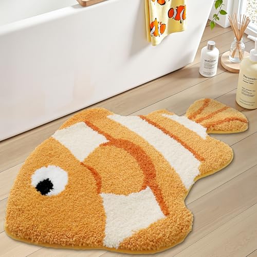 LUMI Cute Animal Bathroom Rugs, Plush Absorbent Bath Mats for Bathroom, Non-Slip Backing Washable Bath Mat, Ideal for Shower Sink Bathtub Room Decor, 20