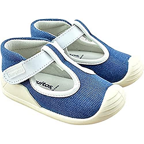 Bottines premiers pas en denim Conguitos souples et antidérapantes