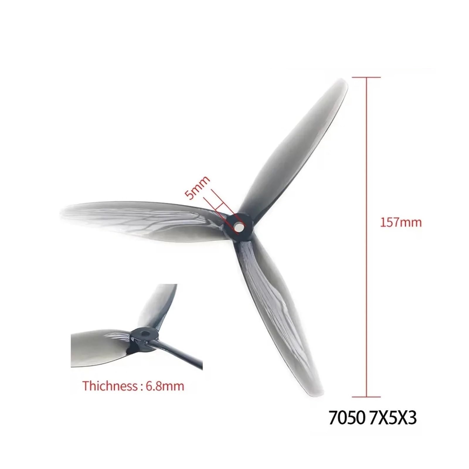 2 Pairs For 7050 7X5.0 3-Impeller PC Propellers, FPV 6 Inch Freestyle Long Range Drone DIY Accessories(2 pairs Green)