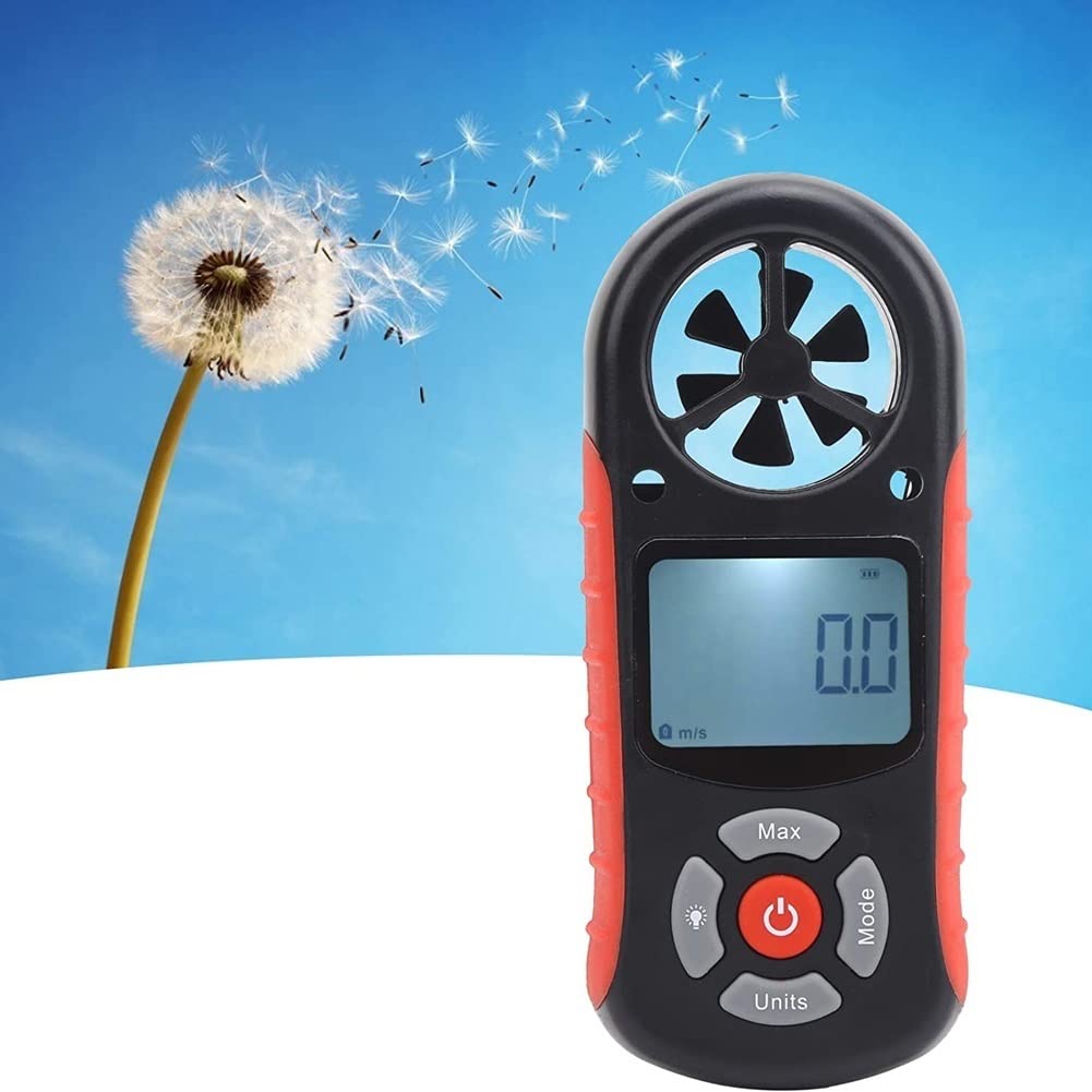 Anemómetro Digital con Pantalla LCD retroiluminada, medidor de Volumen de Aire, anemómetro con Botones multifunción para Windsurf, Cometas, Vela, Surf, Pesca, etc.