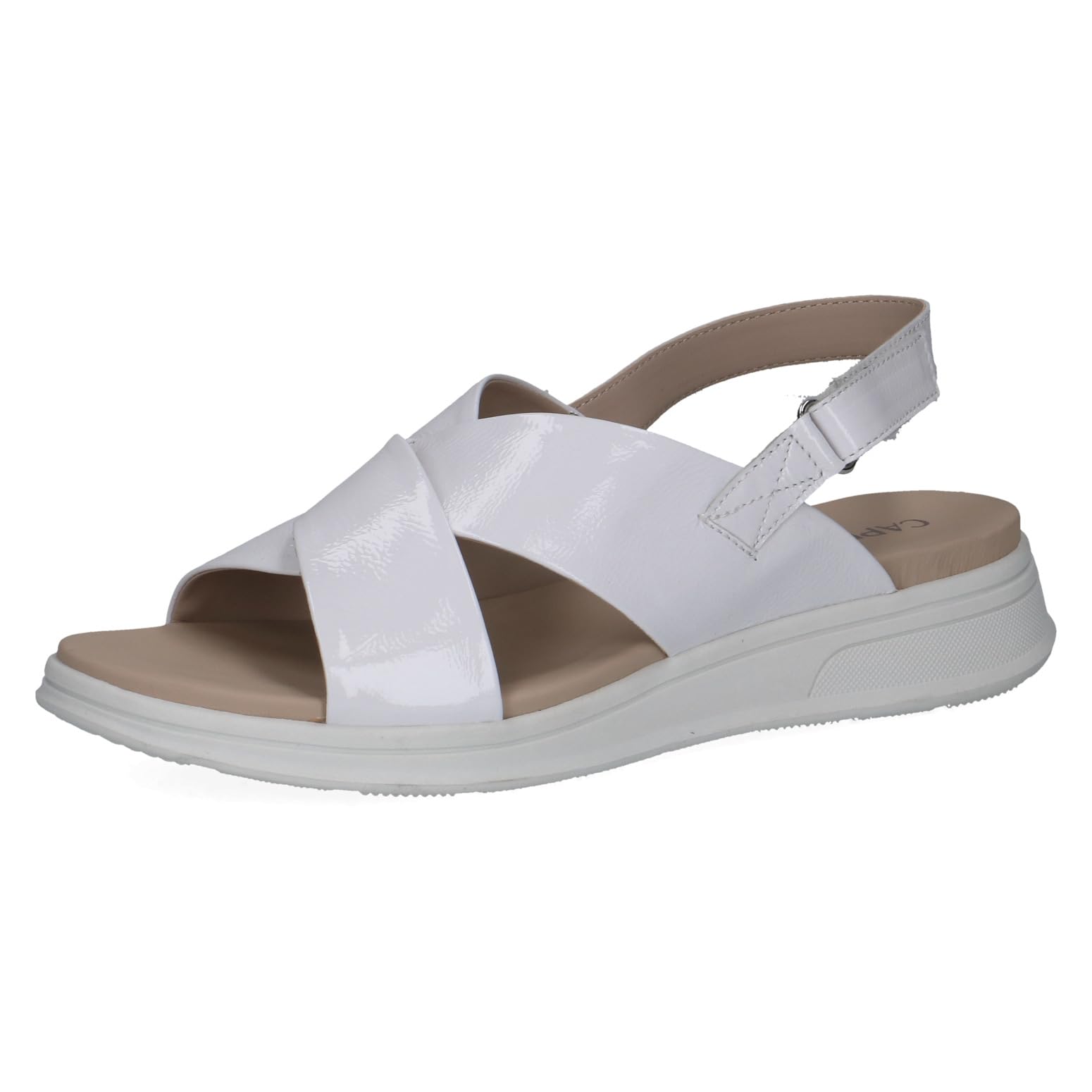 Caprice women's flat sandal in leather, White (WHITE NAPLAK), 6.5 UK