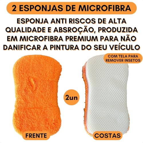 Kit Limpeza Lavagem Automotiva Luva Microfibra Esponja Escova De Rodas Pano Secagem Conjunto 7 Peças