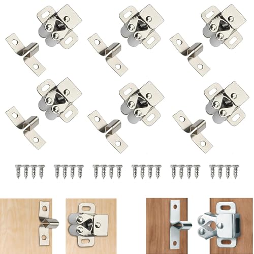 Türschnapper, Schnappverschluss für Schranktüren, 6 Stück mit 24 Schrauben, Möbelschnapper für Schranktüren und Terrassentüren, Türverschluss für Schrankzubehör, geeignet für die Installation von Haus