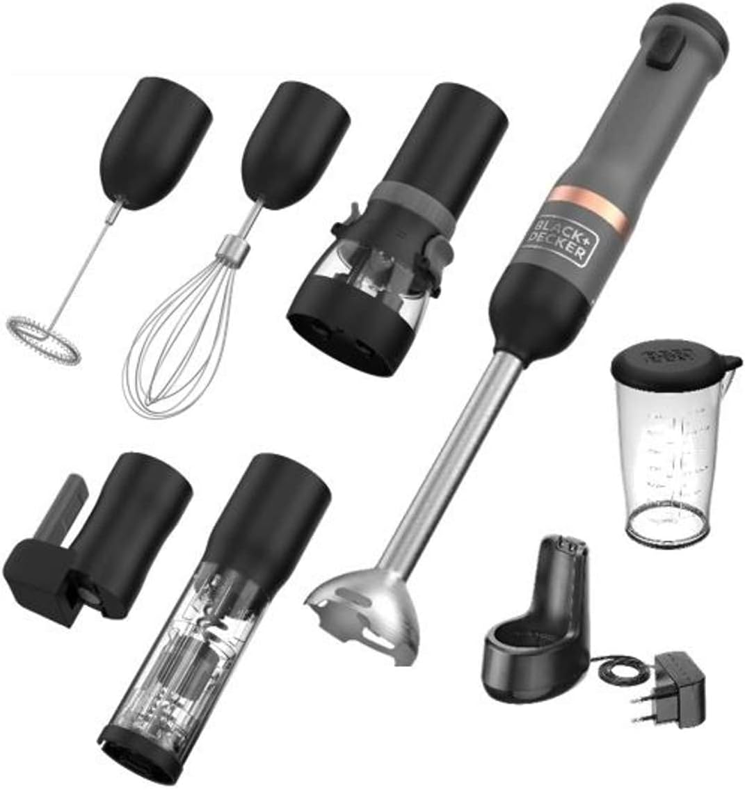 Kit Hand Blender 7.2V Grey with 6 Accessories (Mixer, Rods, Corks, Opener Cans, Pepper Shaker, Skimmer)