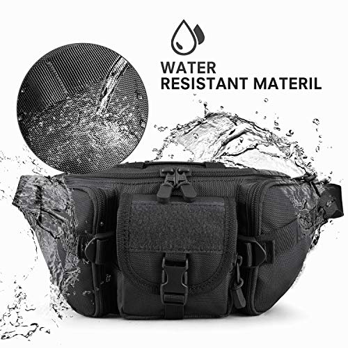 Tactical Fanny Pack Military Waist Bag Pack Utility Hip Pack Bag with Adjustable Strap Waterproof for Outdoors Fishing Cycling Camping Hiking Traveling Hunting Shopping Dog Walking