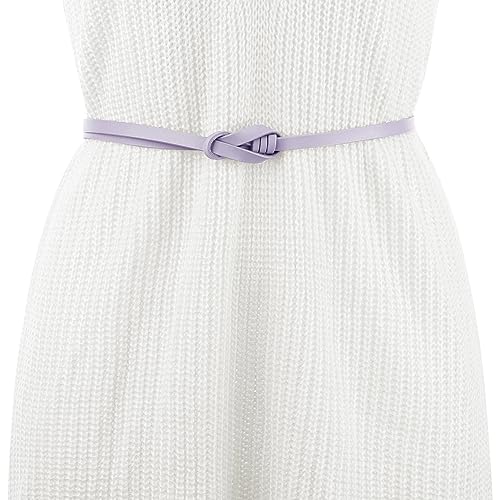 Women's Leather Skinny Belt for Dress Adjustable Knotted Thin Waist Belts for Ladies4