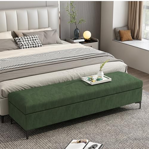 Banco de almacenamiento de cuero con gran almacenamiento, asiento multifuncional para sala de estar, dormitorio, cómodo reposapiés para entrada o tienda de ropa, 150 cm x 40 cm x 40 cm