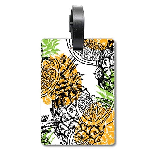 Étiquette jaune citron ananas fruits rouges valise voyage