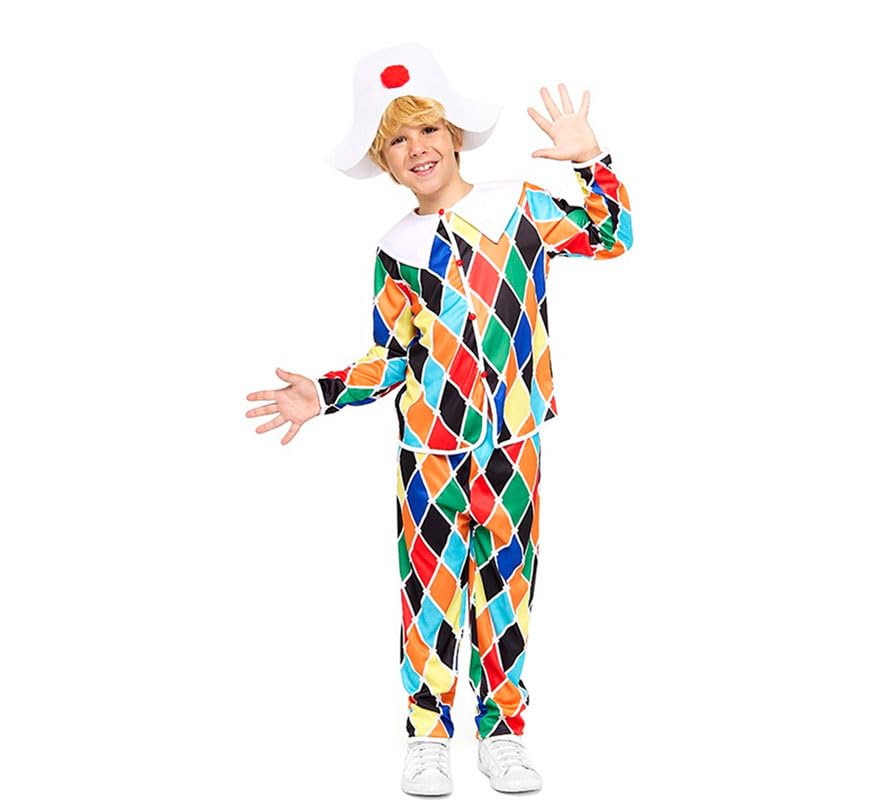 ZZ DISFRAZZES | Déguisement d'Arlequin multicolore pour enfant (7-9 ans)
