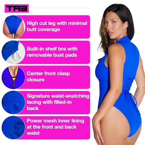 TA3 Hi Cut Sleeveless Surfy Swimsuit for Women – Mega-Sculpting & Tummy Control Surf Bathing Suit - Patented Construction2