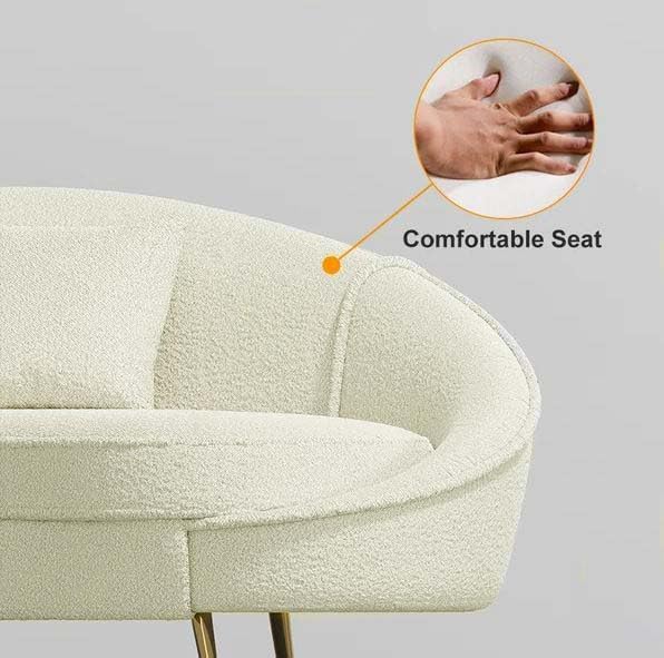 Image of 2-Seater Wooden Sofa Set | Compact, Cushioned Wooden Loveseat for Living Room & Bedroom | Stylish Wooden Couch for Small Spaces (Beige)