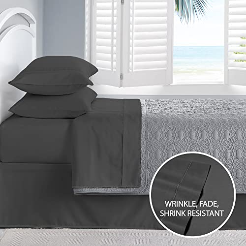 Cathay Home Essentials Ultra Soft Hypoallergenic Wrinkle Resistant Double Brushed Microfiber Bedding Sheet Set, Gray, Queen #TOP1