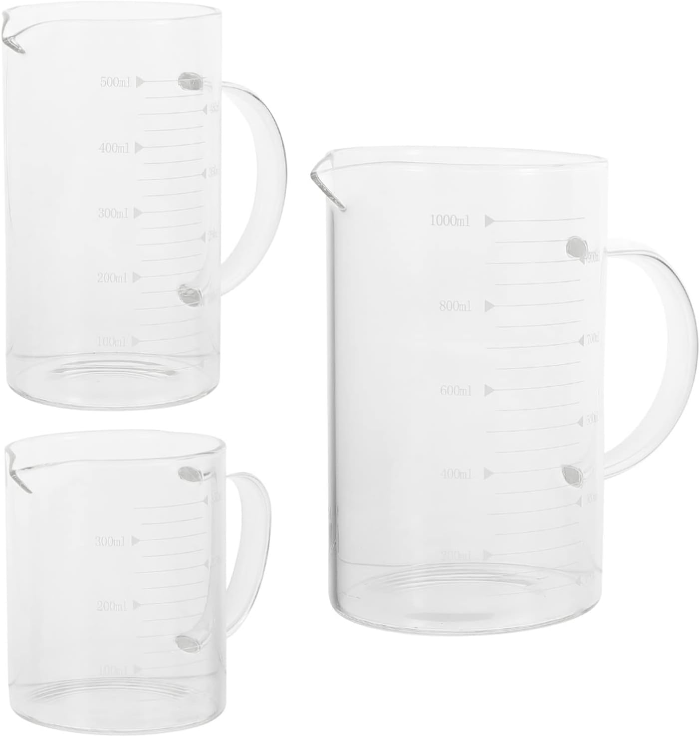 3Pcs High Borosilicate Glass Measuring Cups Heat-Resistant Graduated Beakers for Cooking Liquid Measuring Tools for Baking and Kitchen Use