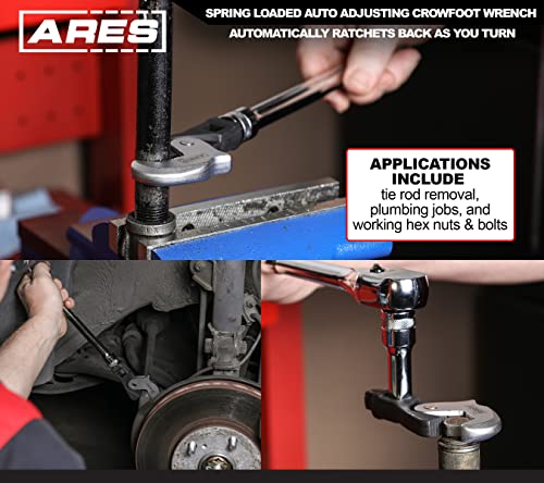 Ares 33009 – 3-Piece Spring Loaded Auto Adjusting Crowfoot Wrench Set – Adjustable Wrench Set With 5 To 32Mm (3/16-Inch To 1 1/4-Inch) Coverage – Male & Female Square Drives For Increased Versatility #TOP5