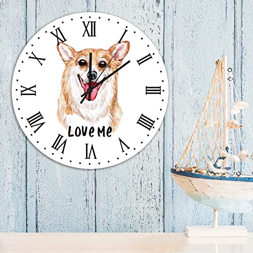 Horloge murale corgi en bois style rétro rustique 38cm - 6