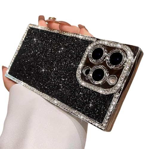 Coque antichoc iPhone 16 strass paillettes noir pour vos soirées