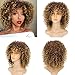 Produktbild Short Afro Wigs For Black Women Kinky Curly Full Wigs Synthetic Heat Resistant Wigs For African Women With Wig Cap Brown Mixed Blonde