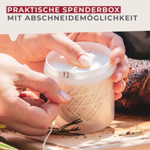 Fackelmann Grillschnur für Braten, Rouladen & Co – Bratenschnur für die Küche und den Grill – Küchengarn hitzebeständig bis 175° C, Beige