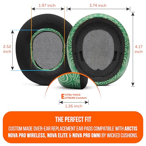 Image of WC Freeze Nova Pro Wireless - Cooling Gel Earpads for Arctis Nova Pro Wireless, Nova Elite & Nova Pro Omni (Doesn't Fit Other Models), by Wicked Cushions, Extra Thick & Comfortable | Emerald Tide