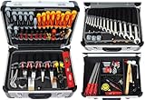 ✅ ZUDEM mit 15 Gabel-Ringschlüsseln (inkl. Grössen 15, 16, 18mm), 2-poligem Spannungsprüfer 6-400V, 19 Winkelschraubendreher für Sechskant und Torx, 3 Feilen, 2 Hämmer, Zollstock, Rollbandmaß 5m, Wasserwaage und mehr.