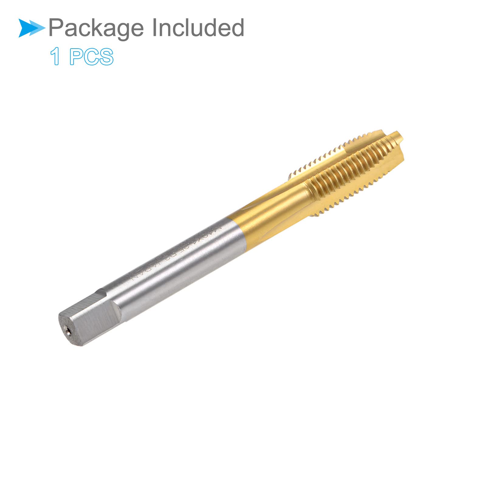 Spirale Punta Maschi, Metrico M10 x 1.25 Filo, Titanio Rivestito Alta Velocità Acciaio 6542 Vite Fresatura Foratura Maschio per Perforazione Macchina, 1-Pezzo