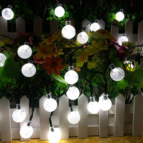 Solar String Lights Globe 38 Feet 66 Crystal Balls Waterproof LED Fairy Lights 8 Modes Outdoor Starry Lights Solar Powered String Light for Garden Yard Home Party Wedding Decoration(White)
