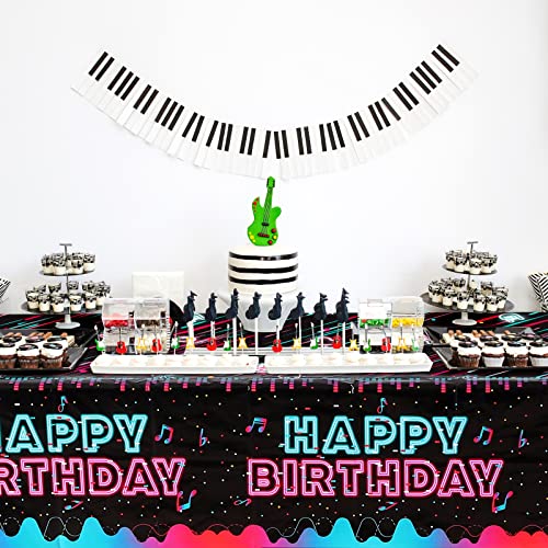 Durony DY0434 2 Pieces Music Party Tablecloths Plastic Happy Birthday Music Theme Party Waterproof Tablecovers 108 X 54 Inches Music Party Tablecloths thumb #3