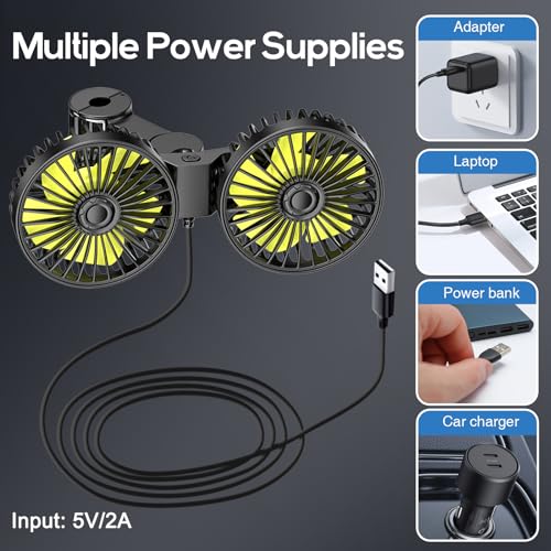 Dealswin Dual Head USB Car Fan