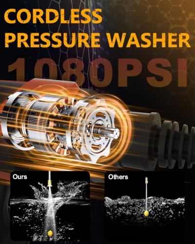 Image of 1080PSI CordlessPowerWasher Jet Nozzle High Pressure Hose Nozzle for Garden Hose for Car Washing, Garden Cleaning, Patio, Red