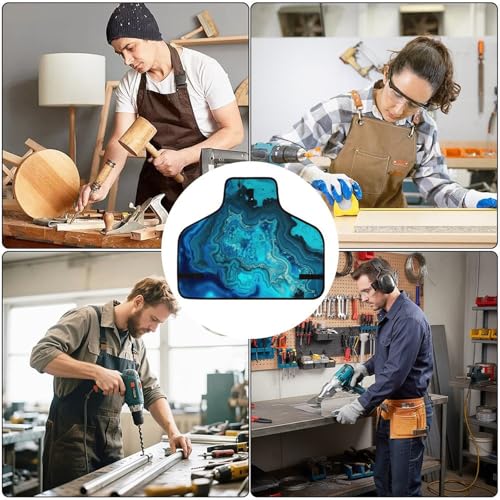 Delantal de trabajo turquesa azul brillante con bolsillos miniatura 6
