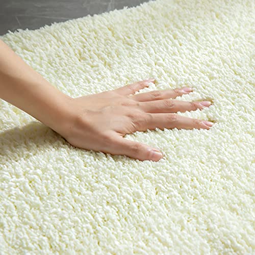 MIULEE Absorbent WC Toilet Rug Non Slip U Shape Bath Mat with High Hydroscopicity Rugs Super Soft Cozy and Shaggy Microfiber Rug Carpet for Bathroom 45x45 cm Ivory - Image 4