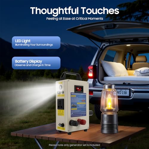Generador portátil de manivela AOOCHU NYZC138 para suministro de energía de emergencia 110V beige miniatura 3