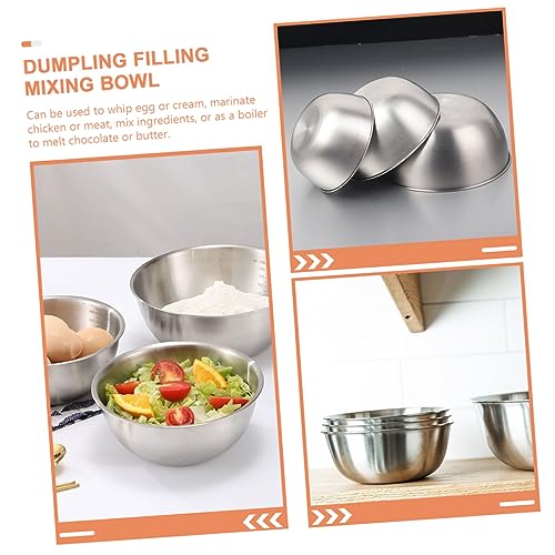 INOOMP Stainless Steel Mixing Bowls Set with Scale Non-Slip Base Kitchen Prep Bowls for Salad Baking and Dough 3-Piece by INOOMP - Image 3