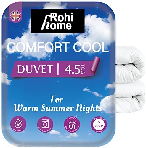 Rohi Basics Poly 10.5 Tog Double Duvet with 2 Deluxe Pillows  Anti-allergy midweight double quilt - soft and durable (Spring)