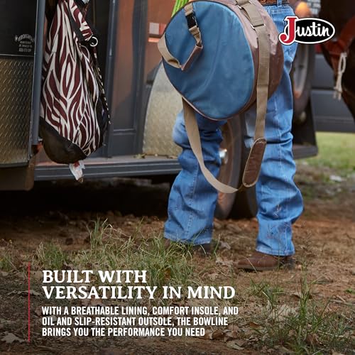 Justin Bowline 11" Cowboy Boots for Men - Square Toe Full-Grain Leather Western Boots for Men with Oil- and Slip-Resistant Rubber Outsole4