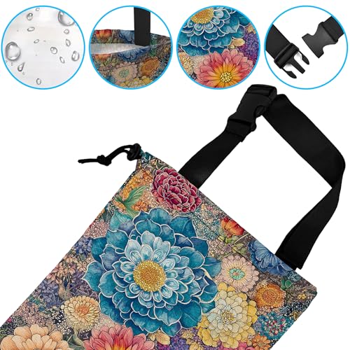Image of Car Trash Bag Hanging Blooming Flowers Car Trash Can Waterproof Garbage Bag Hanging for Car Back Seat