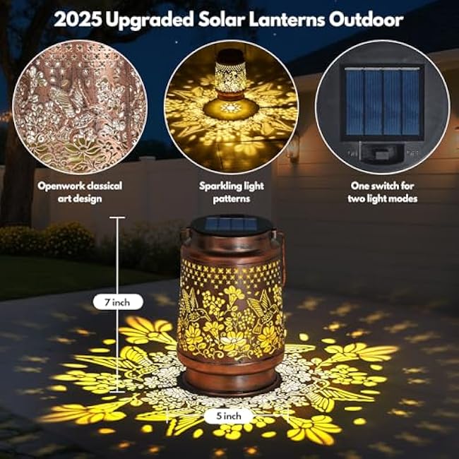 Solar Lantern Outdoor Lamp Waterproof Decorations Garden Decor, Christmas Birthday Gifts for Women, Mom, Grandma Decorative Garden, Yard, Patio, Lawn, Porch - Hummingbird