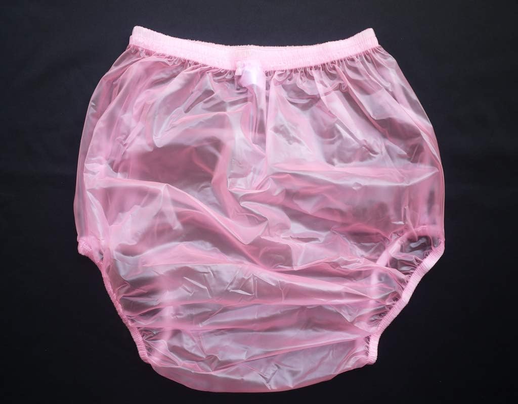 Haian Adult Incontinence Pull-on Plastic Pants PVC Pants 3 Pack (X-Large, Transparent Pink)