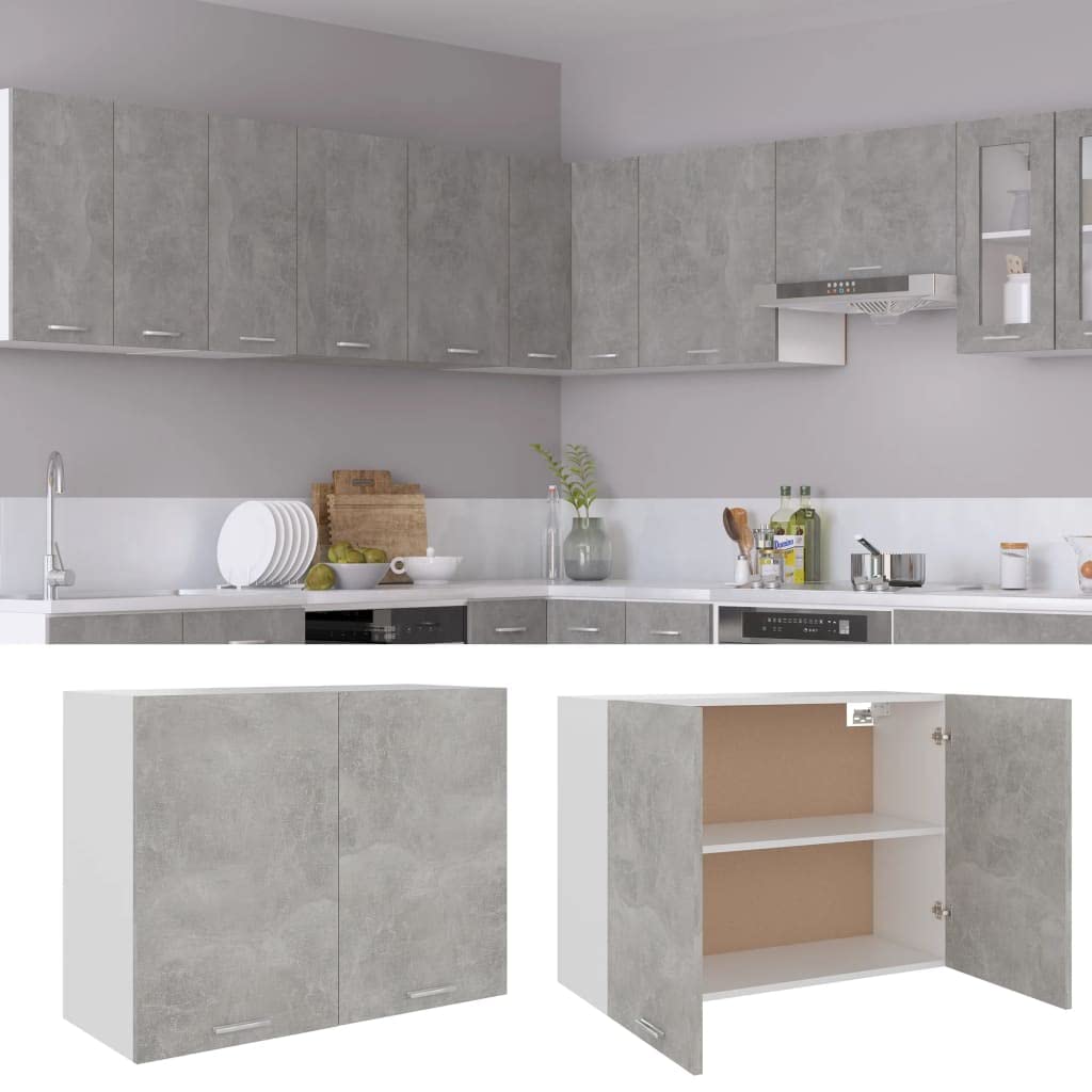 vidaXL Armoire Murale 2 étagères de Cuisine encastrable Gris béton 80 x 31 x 60 cm