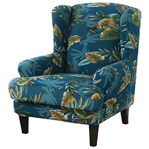 ele ELEOPTION Wingback Chair Cover 2-Piece Stretch Slipcover Cover