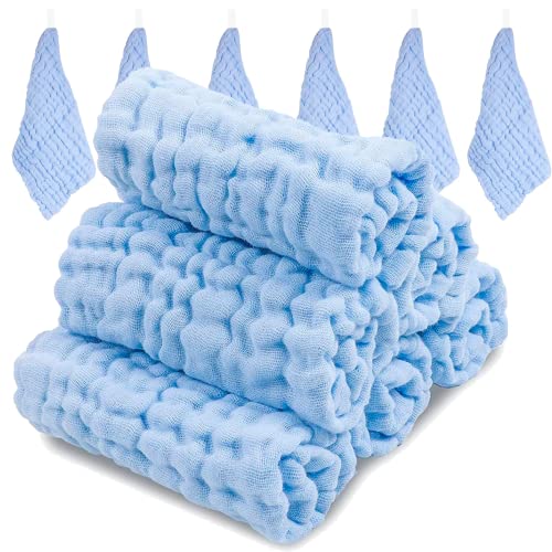 HOMYBABY® Pack 6 Muselinas Bebe Algodon - Gasas Bebe Recien Nacido Extra Suaves - Toallas bebe 30X22 - Toallitas Faciales Reutilizables para Baño y Paños Eructos Bebe