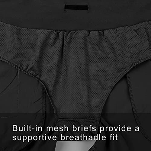 Libin Women's 5 Inches Athletic Running Shorts With Liner Quick Dry Workout Gym Shorts For Lounge Sports With Zipper Pockets,Black Xl #TOP3