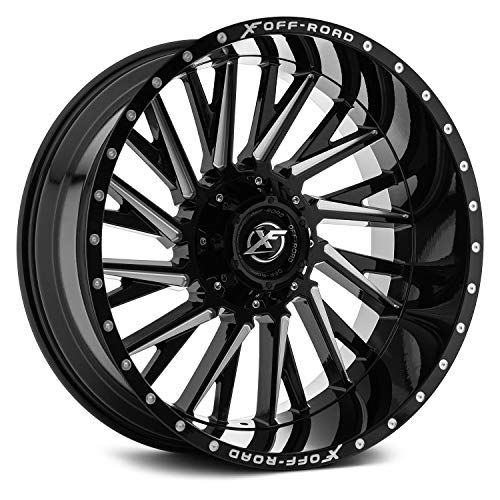 XF Offroad XF-226 Custom Wheel - 20x10, -24 Offset, 6x139.7 Bolt Pattern, 108mm Hub - Gloss Black with Milled Accents and Dots Rim