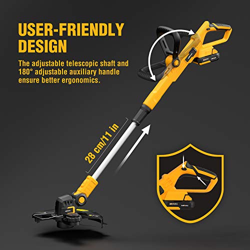 AchiForce 12-Inch Cordless Grass Trimmer, 18 V Battery-Powered String Trimmer/Edger with Automatic Feed, Electric Lawn Edger Included 2.0 Ah Battery and Charger