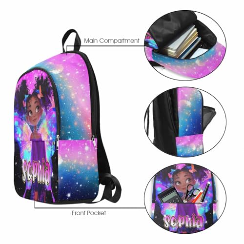 Custom Kid's Backpack for Girl with Lunch Bag Cute Afro Girl Butterfly Personalized School Book Bags for Kids Back to School Suplies Customization Name Backpack for Preschool Kindergarten3
