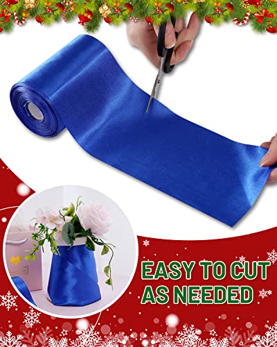 Blue Satin Ribbon 4 Inch x 22 yd Wide Thick Royal Blue Ribbon for A Grand Opening Business Ribbon Cuttings Ceremony Bow Wedding Chairs Pageant Sashes Christmas Festival Decor - Image 3