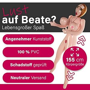 Aufblasbare Gummipuppe Frau Sexy Beate mit großen Brüste und 3 Öffnungen ca. 155 cm ideal als Liebespuppe Women JGA Gadget Erotik Scherzartikel Männer – Bild 7