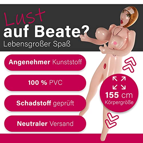 Aufblasbare Gummipuppe Frau Sexy Beate mit großen Brüste und 3 Öffnungen ca. 155 cm ideal als Liebespuppe Women JGA Gadget Erotik Scherzartikel Männer – Bild 8