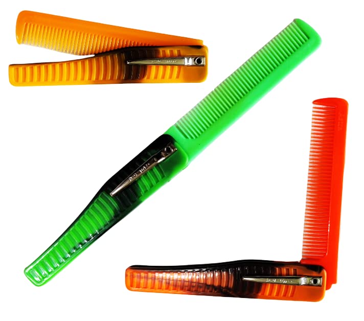3 PCS Fine Tooth Plastic Folding Pocket Comb Travel Friendly Pocket Hair Kangi for Hair Styling for Men and Women Foldable Portable Multicolor-image-28