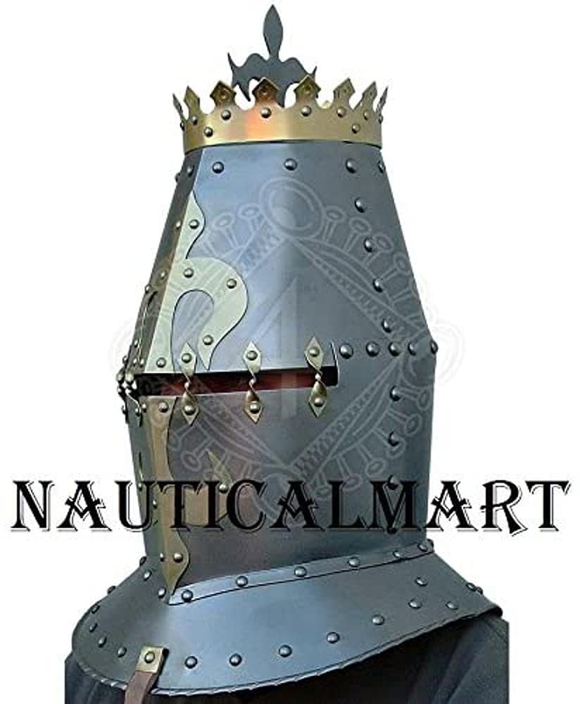 NauticalMart Great Helm with Crown Gorget